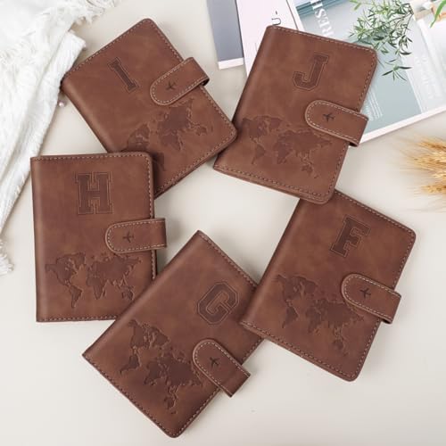 Passport Holder Wallet Cover Personalized Initial Travel Essentials - color: Brown, size: H