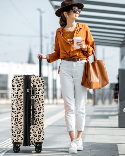 Checked Luggage, Expandable 24 Inch Hardside Suitcase - color: Caramel Leopard, size: M(checked-24")