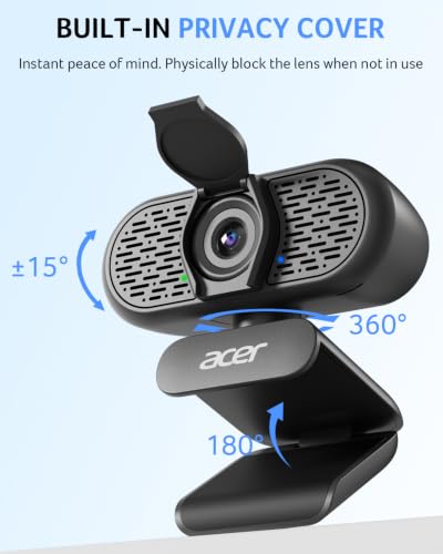 Acer A610 1080p Webcam for PC with Microphones Computer Camera for Meeting - color: Black