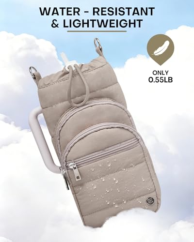 Water Bottle Holder with Strap, 40/32 oz Crossbody Bottle Carrier Bag - color: Mocha Brown