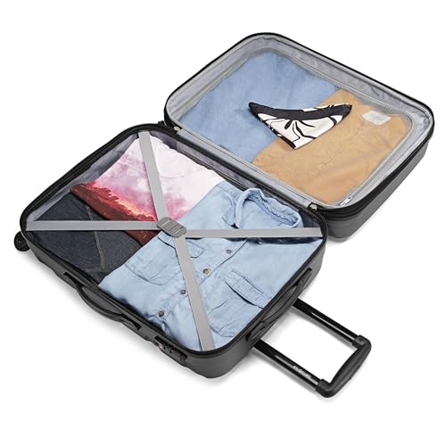 Samsonite Omni PC Hardside Expandable Luggage with Spinner Wheels, Checked-Medium 24-Inch, Black - color: Black, size: Checked-Medium 24-Inch