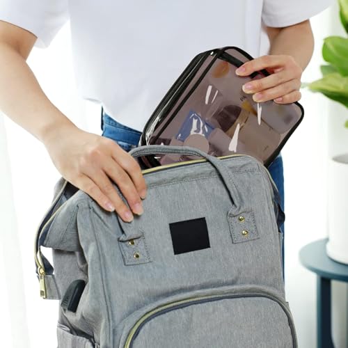 PACKISM Clear Makeup Bag Travel - TSA Approved Toiletry Bag, Black Brown - color: Z- Black Brown, size: Medium Set