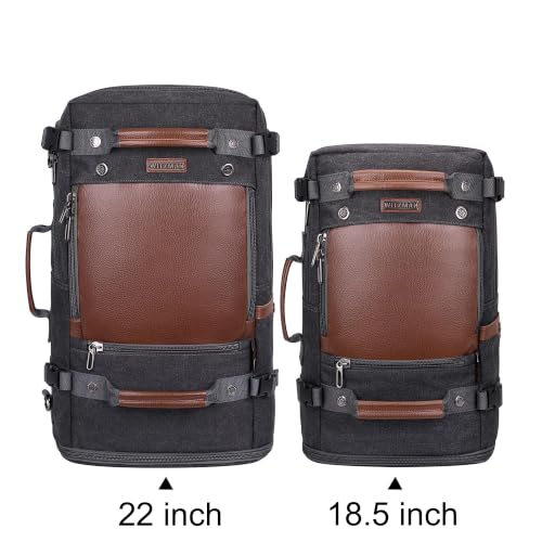 WITZMAN Travel Backpack for Men Large Convertible Duffel Bag Fits 16 Inch - color: 22 Inch Black