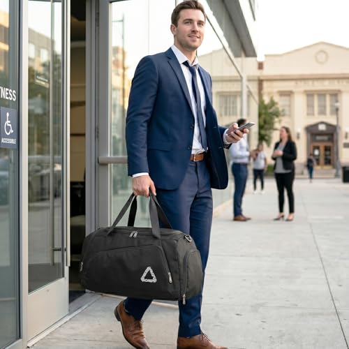 Eslcorri 45L Gym & Travel Duffel Bag Backpack with Shoe & Wet Pocket, Black - color: 45L-Black