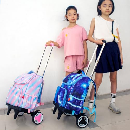 Rolling Backpack Cart, Folding Trolley with Quiet Wheels, Pink Edge Guard - color: Pink, size: Quiet Large Wheels with Edge Guard