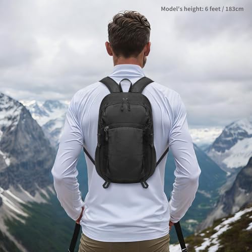 20L Small Hiking Backpack for Women Men Packable Daypack Black - color: Black, size: 20L
