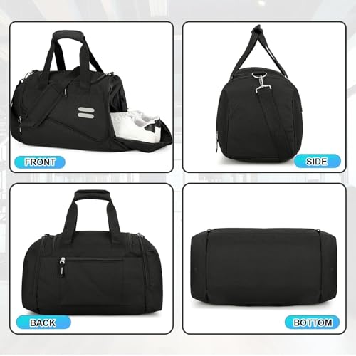 Urbanstand Gym Bag for Men & Women - 30L Duffle Bags with Shoe Compartment - color: Black