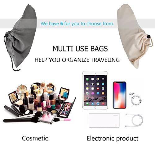 HAMBOLY Shoe Bags 6 Pack Dust Cover Storage Pouch with Drawstring Closure for Travel Protecting Storing Shoes - color: Grey