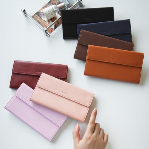 VULKIT Cash Envelope Wallet for Women, Money Wallet Organizer for Cash, 3 Bill & Receipt Compartments, 3 Card & Coin Holders, Dusty Lilac - color: Dusty Lilac