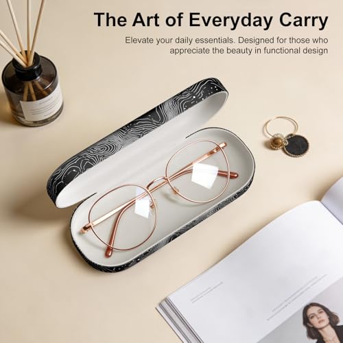 Hard Shell Leather Sunglasses Case,Classic Fashionable Cute Large Glasses Case for Women Men,Sunglass Eyeglasses - color: Map