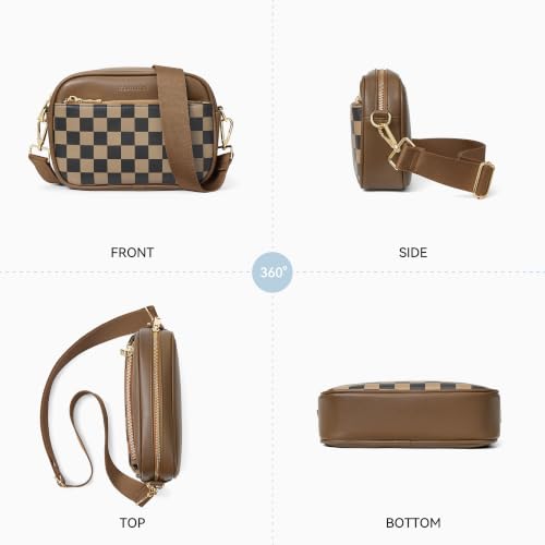 BOSTANTEN Quilted Small Crossbody Bag for Women Vegan Leather Purses - color: Checkered Coffee