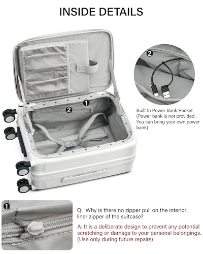 Hanke 20 Inch Expandable Carry On Luggage 22x14x9 Airline Approved - color: Smoke White, size: Expandable 20 Inch