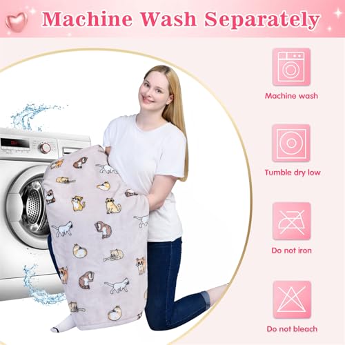 Waitu Wearable Blanket Sweatshirt Gifts for Women and Men, Warm and Cozy Giant Blanket Hoodie, Thick Flannel Blanket with Sleeves and Giant Pocket - Cat Gray - color: Cat Gray, size: Adult