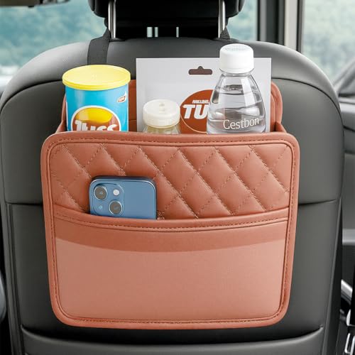 Mandark PU Leather Car Seat Back Organizer, Orange - color: Orange