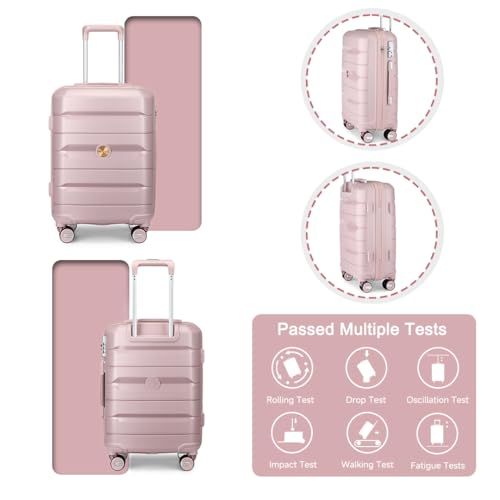 Somago Luggage Sets and Packing Cube Travel Set Lightweight Hardside Polypropylene Suitcases with Double Spinner Wheels and TSA Lock,Nude Pink - color: Nude Pink, size: 5-Piece Set (14/20/24/28/Packing Cube)