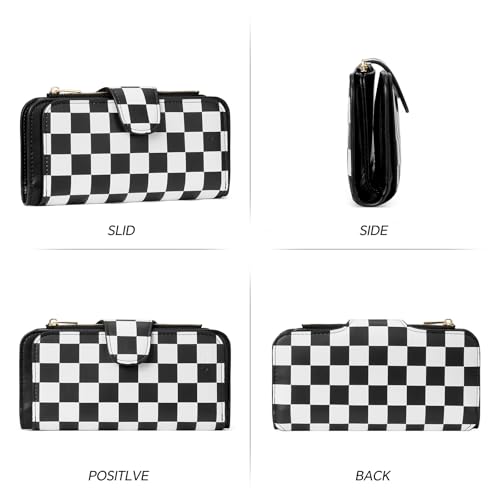 CLUCI RFID Wallet for Women Bifold Wallet with ID Window - color: Checkerboard