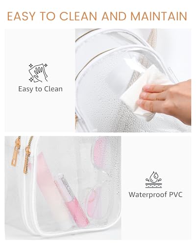 HULISEN Clear Sling Bag for Stadium Events, Clear Purse for Women - color: Brown and White 1