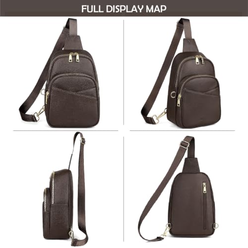 Anti Theft Sling Bag Leather Fanny Pack for Women Medium, Coffee - color: Coffee