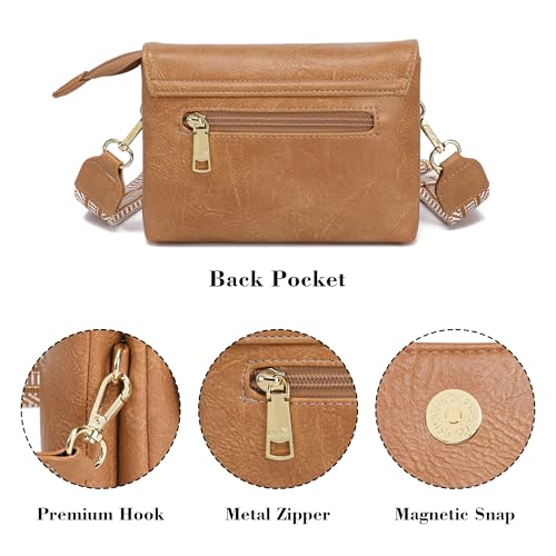 MINICAT RFID Small Crossbody Bags for Women Vegan Leather Cross Body Purse - color: Tan, size: Small