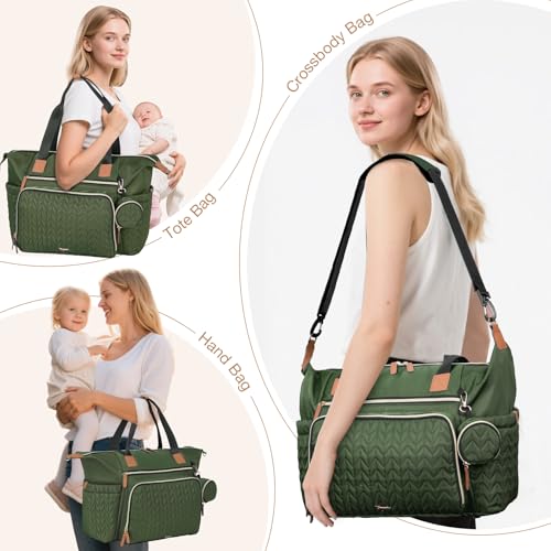 Diaper Bag Tote, Large Baby Hospital Bag for Labor Delivery Mom - color: Dark Green
