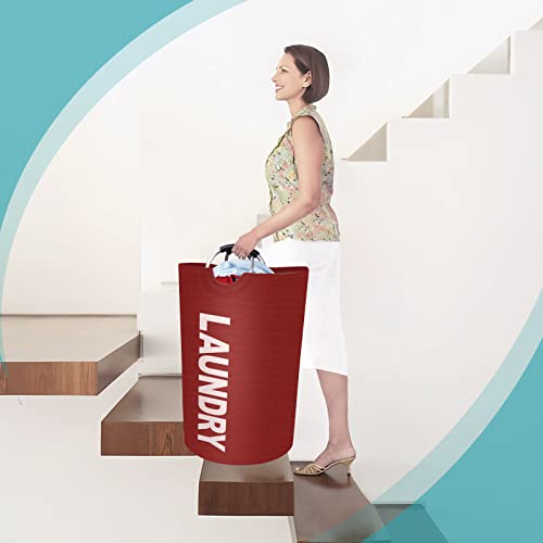 115L Large Laundry Basket, Dirty Clothes Waterproof Laundry Hamper, Red - color: Red, size: 115L