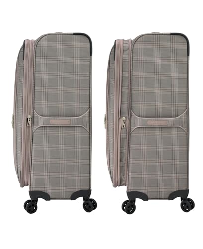 London Fog Brentwood IV 25" Expandable Spinner Softside Suitcase, Rose Charcoal - color: Rose Charcoal