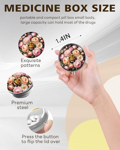 LRITER Pill Case, 3 Compartment Portable Travel Pill Box, Pillbox Organizer - color: Bee