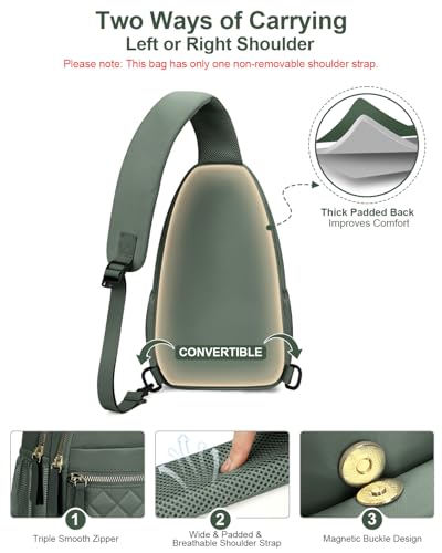 Capolo Crossbody Bags for Women Waterproof Sling Shoulder Bag Fanny Pack - color: Green, size: Large