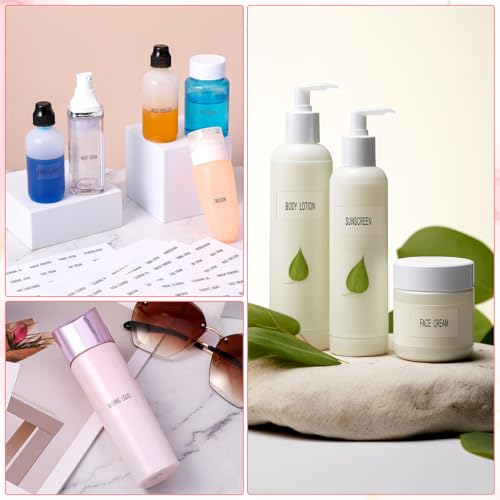 360 Pcs Waterproof Labels for Bottles, Travel & Toiletry Bottles - Refillable, Clear Bathroom Labels for Organizing Shampoo, Conditioner, Lotion & Cream