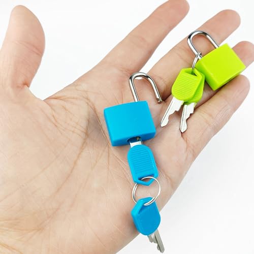 TIHOOD 10PCS Luggage Locks with Keys, Locker Lock Small Luggage Padlocks, Suitcase Locks Metal Keyed Padlock for School Gym