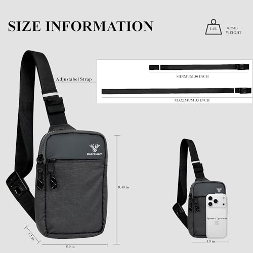 Mini Sling Bag, Water-Resistant Crossbody Chest Pack for Men & Women - color: Gray