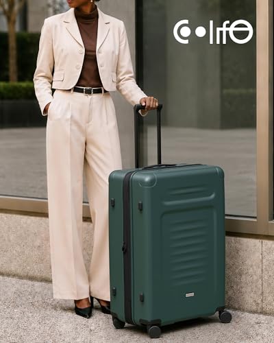 Coolife Expandable Luggage with TSA Lock Large Checked Green - color: Green, size: 29 Inch-EXT