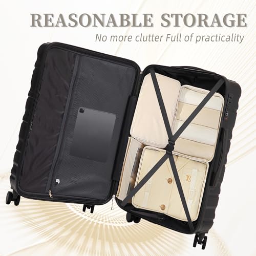 GDFStudio 20/24/28 Inch 3 Piece Luggage Set, ABS Hard Shell Spinner Suitcase with 360° Silent Wheels, Expandable Capacity,Combination Lock, Retractable Handle, Carry On & Checked Suitcases,Dark Gray - color: Dark Gray, size: 20/24/28In
