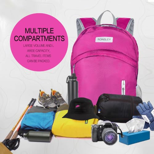 Waterproof Foldable Hiking Backpack, Lightweight Beach Bag DarkPink - color: Pink2