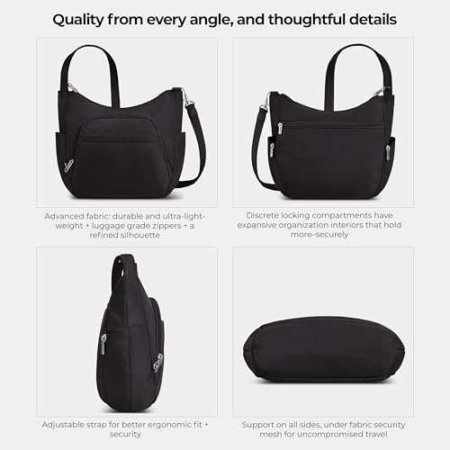 Travelon Anti-theft Classic Crossbody Bucket Bag - color: Black
