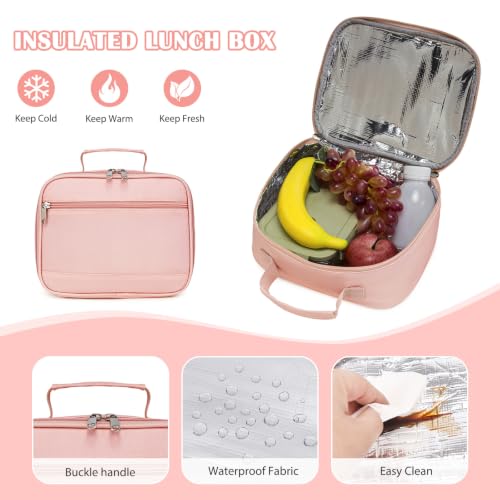 DIGOBAY Shool Backpack for Girls 3PCS Backpacks with Lunch Bag Pencil Case - color: Pink