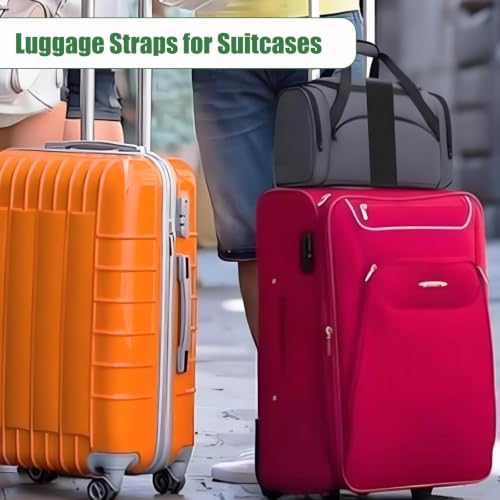 Luggage Connector Straps for Suitcases Adjustable Luggage Straps Black 2pc