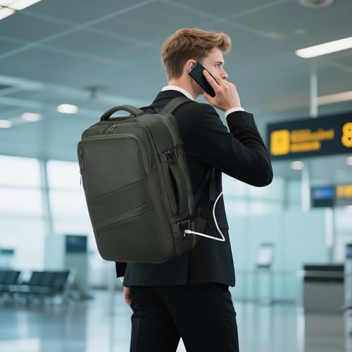 Travel Backpack,Expandable Carry on Daypack Personal Item Bag - color: Green