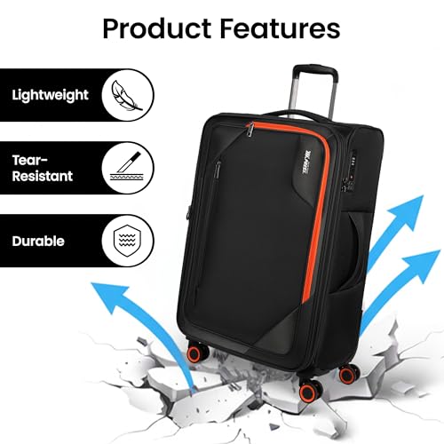 28'' Luggage with Spinner Wheels,Checked Softside Luggage - color: Black, size: Checked-Large 28-Inch
