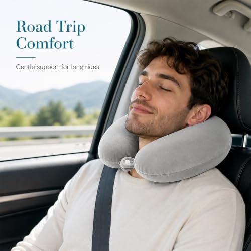 RAINFLOW Airplane Neck Pillow - Memory Foam Travel Pillow for Sleeping Grey - color: Grey