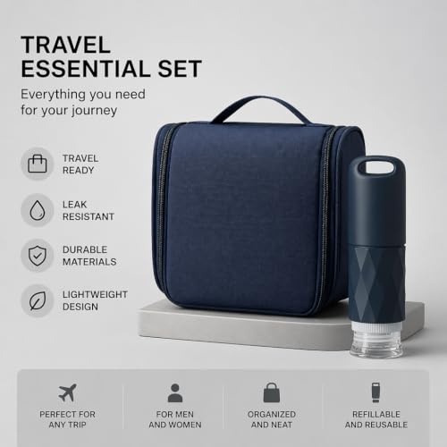 Toiletry Bag With Travel Bottles - Hanging Toiletry Bag - Silicone Bottle
