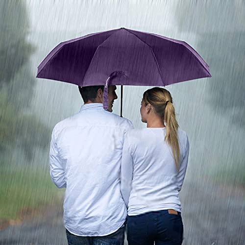 TradMall Travel Umbrella Windproof 46 Inches Canopy, Purple - color: Purple, size: 46 Inches