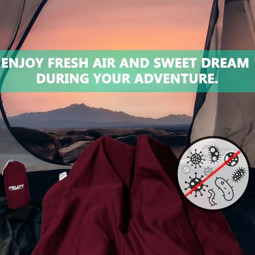 Frelaxy Sleeping Bag Liner, XL Travel Sheet for Camping, Hotels and Hostels - color: Burgundy - No Zipper