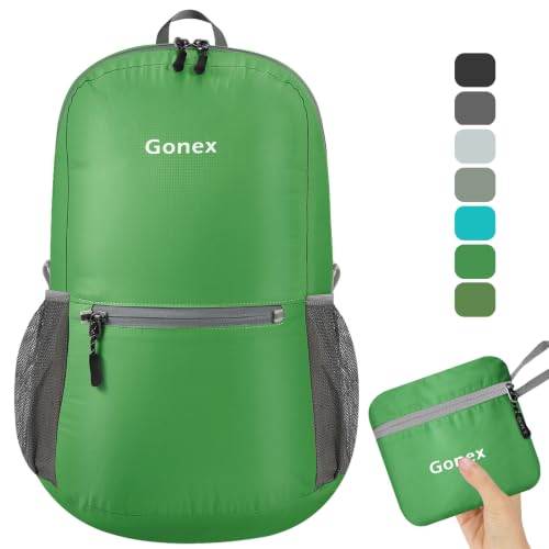 Gonex Packable Daypack Backpack 20L Lightweight Foldable Travel Bag - color: Grass Green