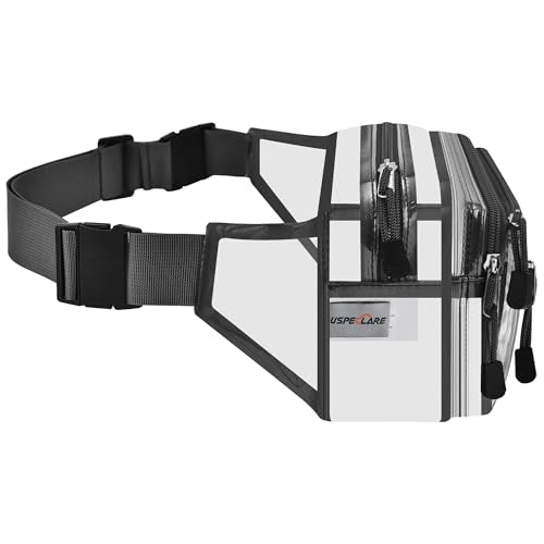 USPECLARE Clear Fanny Pack Stadium Approved Large Multi-Purpose Waist Bag - color: Charcoal-Gray, style: 1-pack-pvc