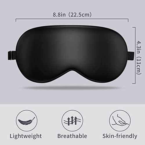 LULUSILK Mulberry Silk Sleep Eye Mask, Blindfold for Women and Men, Black - color: Black
