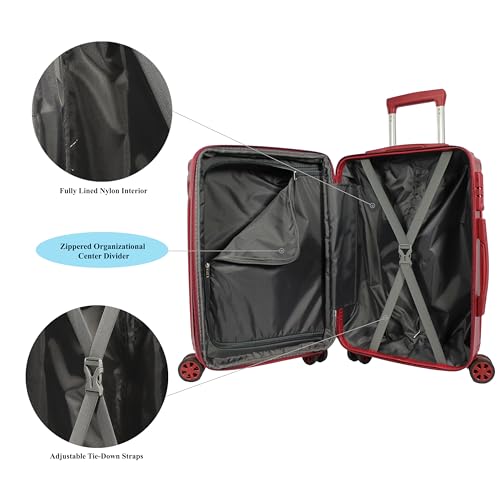 World Traveler VentureX Medium Checked Luggage, Hardshell Suitcase With Spinner Wheels - Burgundy - color: Burgundy