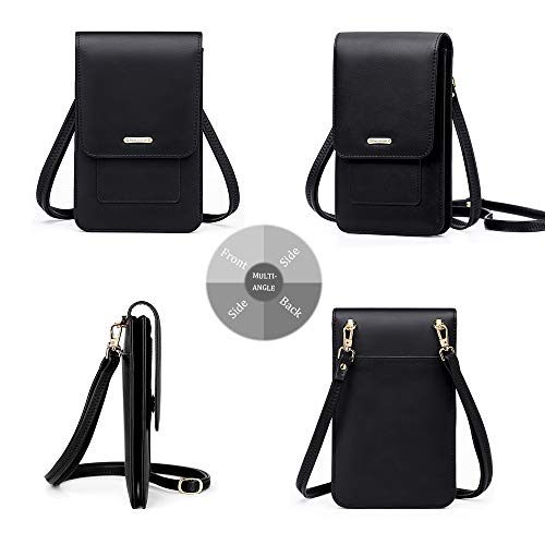 Peacocktion Small Crossbody Bags for Women, RFID Travel Cell Phone Wallet Purses with Card Slots - color: 01-black