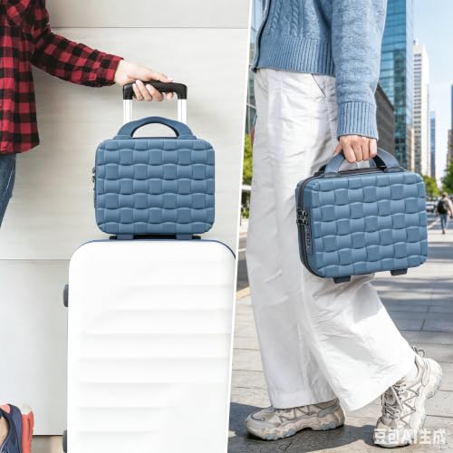 10" Hard Shell Travel Makeup Case with Lock, Blue - color: Blue