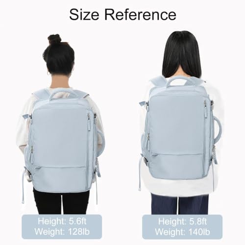Hanples Large Travel Backpack for Women, 35L Carry on Luggage Backpack,17 Inch Laptop Backpack with USB Charging Port, Waterproof Casual Bag Gift for Men with 2 Toiletry Bags (Light Blue) - color: Light Blue